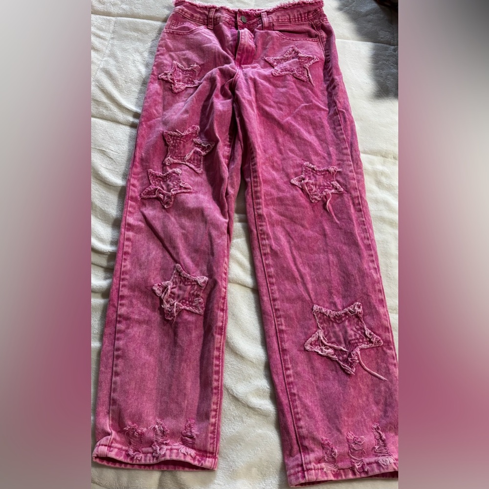 Hot pink star jeans